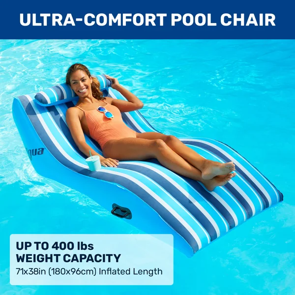 Ultra-Cushioned Comfort Lounge | 1-Person Heavy Duty Pool Float & Lake Raft with Pillow
