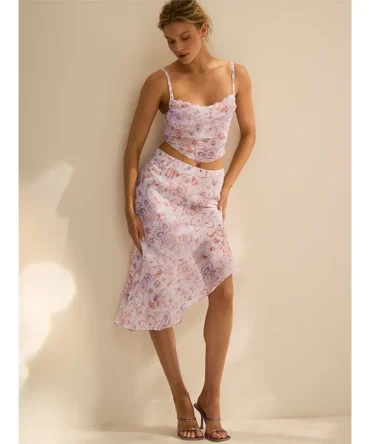 Vintage Blossom Chiffon Handkerchief Skirt