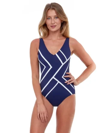 V-Neck One Piece Swimsuit