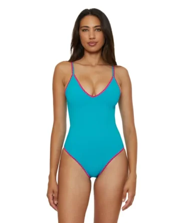 V-Neck One Piece Swimsuit