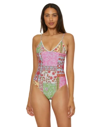 V-Neck One Piece Swimsuit