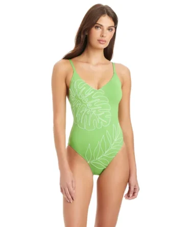 V-Neck One Piece Swimsuit