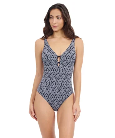 V-Neck One Piece Swimsuit