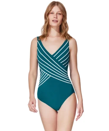 V-Neck Surplice One Piece Swimsuit