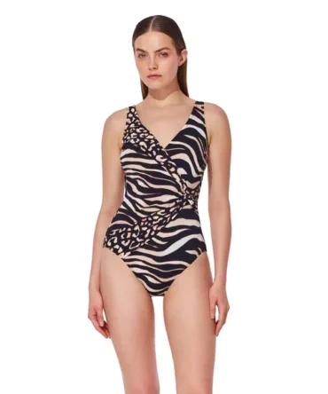 V-Neck Surplice One Piece Swimsuit