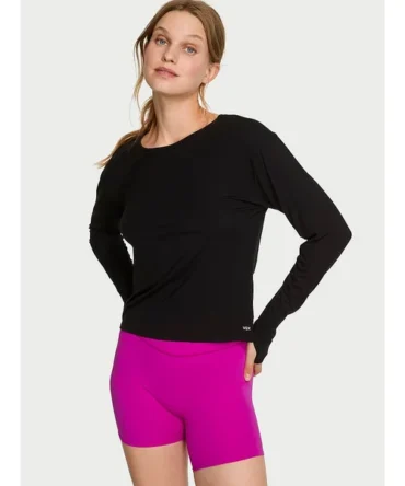 VSX Drapey Knit Long-Sleeve Open-Back Tee
