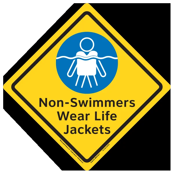 Wear Life Jacket Outdoor Safety Diamond Sign – 15.5 in x 15.5 in