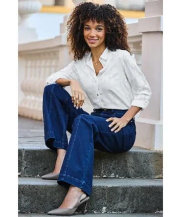 White Floral Shirt With Gold Buttons
