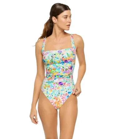 Wild Bloom Square Neck One Piece Swimsuit