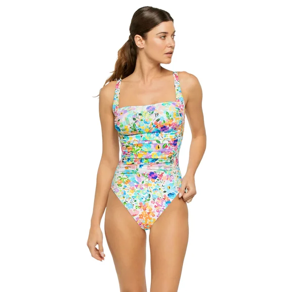 Wild Bloom Square Neck One Piece Swimsuit