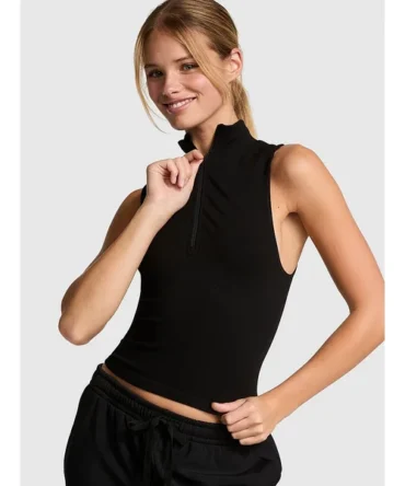 Winter Seamless Half-Zip Tank Top