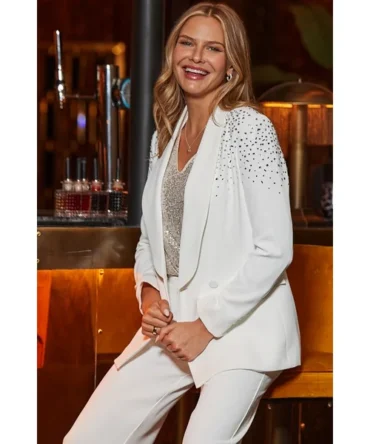 Winter White Premium Glittering Jewel Embellished Blazer