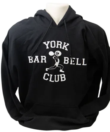 York Barbell Club Logo Pullover Hoodie – Black