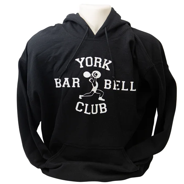 York Barbell Club Logo Pullover Hoodie – Black