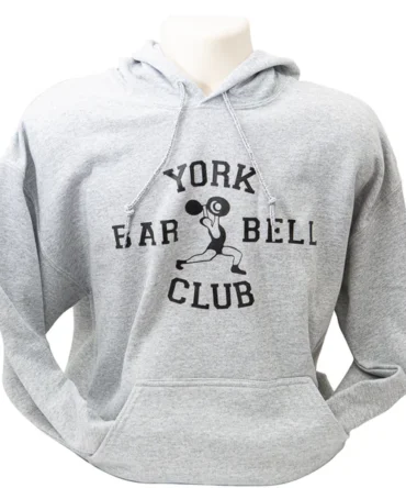 York Barbell Club Logo Pullover Hoodie – Grey