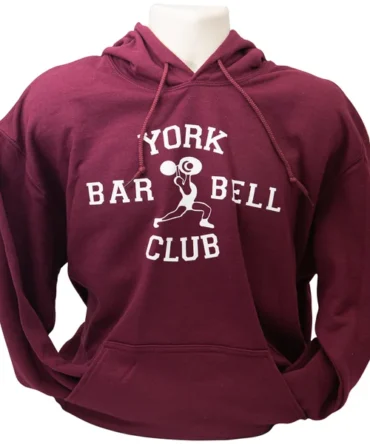 York Barbell Club Logo Pullover Hoodie – Maroon