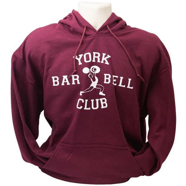 York Barbell Club Logo Pullover Hoodie – Maroon