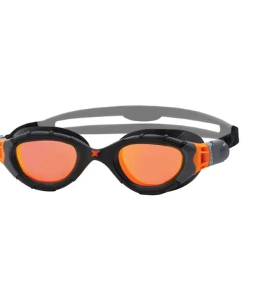 Zoggs Predator Flex Titanium Goggle - Regular Fit - Grey/Black/Mirrored Orange